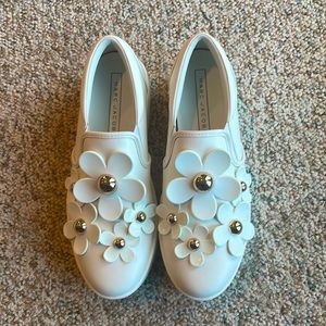 New Marc Jacobs flower embellished leather platform slip-on sneakers